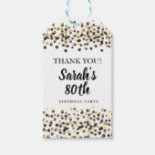ホワイトブラック金ゴールド紙吹雪誕生日ありがとう ギフトタグ (正面)