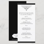 ホワイトブラック&シルバーのダマスクのウェディングメニュー メニュー (正面/裏面)