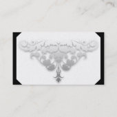 ホワイトブラック&シルバーダマスクウェディング座席表 プレイスカード (裏面)