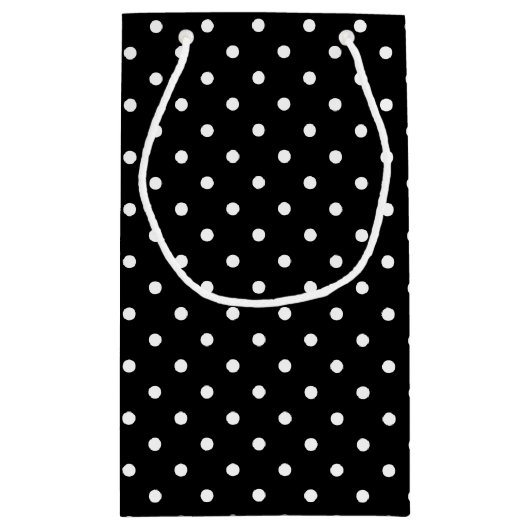 ホワイトブラック、ホットピンク水玉模様結婚の感謝 スモールペーパーバッグ (裏面)