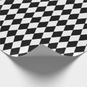 ホワイトブラックHarlequinパターンクリスマスホリデー ラッピングペーパー (角)