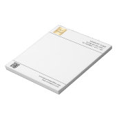 ホワイトブラックQRコードのビジネスロゴのレターヘッド ノートパッド (回転)