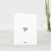 ホワイトブランク | ブルーフラワーフォールドサンクスウェディング サンキューカード (裏面)