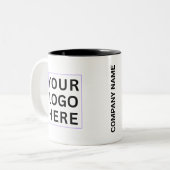 ホワイトブランドのブラックビジネスロゴと名前 ツートーンマグカップ (正面左)