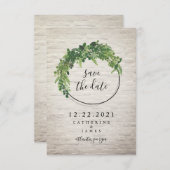 ホワイトブリックにインスパイアされたボタニカル・セーブ・ザ・デート セーブザデート (正面/裏面)