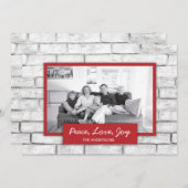 ホワイトブリックウォールピースラブジョイホリデーフォトカード シーズンカード (正面/裏面)