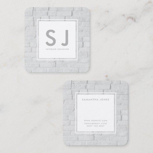 ホワイトブリックシンプルインテリアデザイモダンナー スクエア名刺 (正面/裏面)