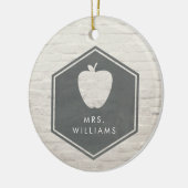 ホワイトブリックチョークインスパイアボードアップル先生 セラミックオーナメント (左)