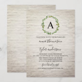 ホワイトブリックリースモノグラムバーチャルウェディング 招待状 (正面/裏面)