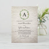 ホワイトブリックリースモノグラム結婚バーチャル 招待状 (スタンド正面)