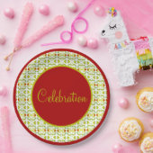 ホワイトブルゴーニュとライムグリーン ペーパープレート (パーティー)