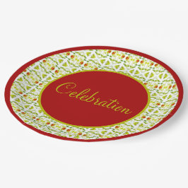 ホワイトブルゴーニュとライムグリーン ペーパープレート