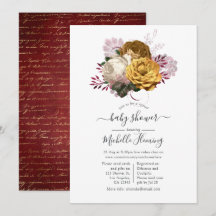 ホワイトブルゴーニュと金ゴールドフローラベビーシャワー