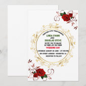 ホワイトブルゴーニュと金ゴールドモダンフローラボ結婚ホ 招待状 (正面/裏面)