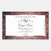 ホワイトブルゴーニュグリッター製品ラベルロゴダイヤモンド 長方形シール (正面)