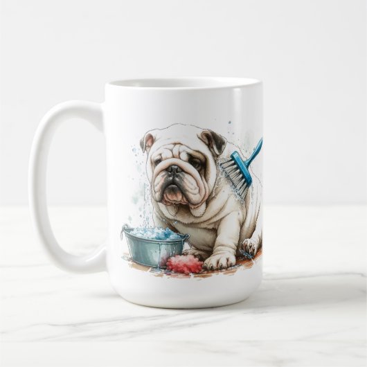 ホワイトブルドッグバスクリスマスコーヒーマグカップ コーヒーマグカップ (左)