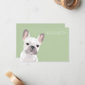 ホワイトブルフランスのドッグかわいいフランス人 ノートカード (正面/裏面インサイチュ)