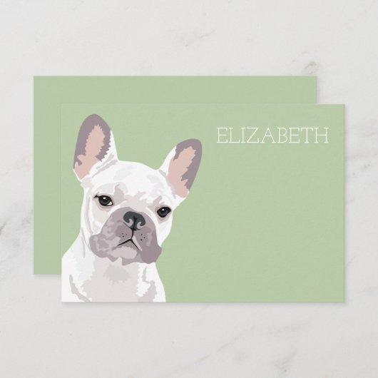 ホワイトブルフランスのドッグかわいいフランス人 ノートカード (正面/裏面)