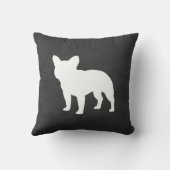 ホワイトブルフランスのドッグシルエットフレンチキードグレイ クッション (裏面)