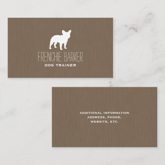 ホワイトブルフランスのドッグシルエット | Frenchie Dog 名刺 (正面/裏面)