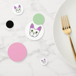 ホワイトブルフランスのドッグ顔テーブル紙吹雪 コンフェッティ