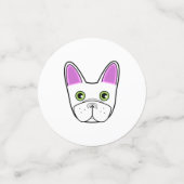 ホワイトブルフランスのドッグ顔テーブル紙吹雪 コンフェッティ (スモール正面)