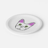 ホワイトブルフランスのドッグ顔 ペーパープレート (アングル)