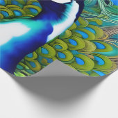 ホワイトブルーとグリーンピエバルピーコック ラッピングペーパー (角)