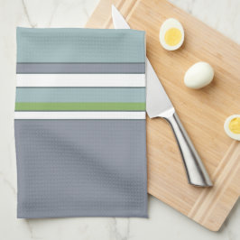ホワイトブルーとグレー キッチンタオル