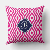 ホワイトブルーとピンクのティアドロップジオメトリックパターン クッション (裏面)