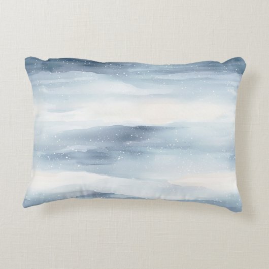 ホワイトブルーのクリスマスツリー冬の雪 アクセントクッション (裏面)