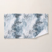 ホワイトブルーのクリスマスツリー冬の雪 バスタオルセット (ハンドタオル)