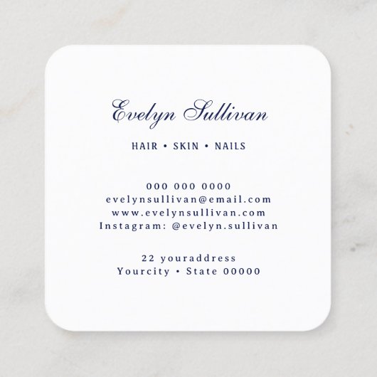 ホワイトブルーのシーシェルロゴ名刺 スクエア名刺 (裏面)