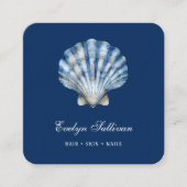 ホワイトブルーの水色のシーシェルロゴ名刺 スクエア名刺 (正面)