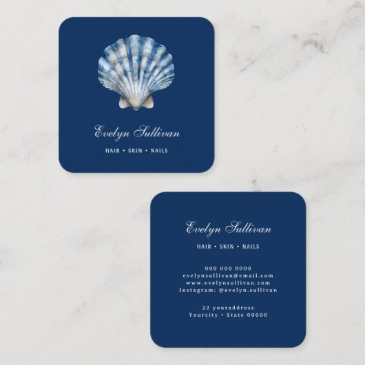 ホワイトブルーの水色のシーシェルロゴ名刺 スクエア名刺 (正面/裏面)