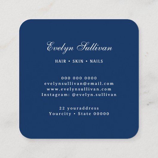 ホワイトブルーの水色のシーシェルロゴ名刺 スクエア名刺 (裏面)