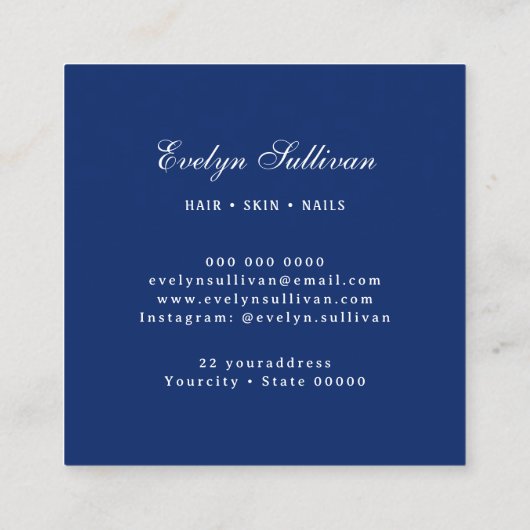 ホワイトブルーの磁器バタフライロゴ名刺 スクエア名刺 (裏面)