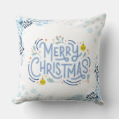 ホワイトブルーよくはしゃぐメリークリスマス クッション (正面)