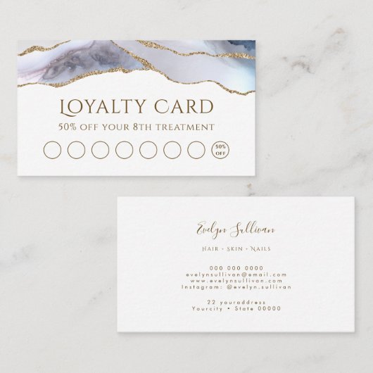 ホワイトブルーアゲートロイヤリティカード 名刺 (正面/裏面)