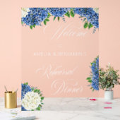 ホワイトブルーアジサイ結婚ズのリハーサルディナー アクリルサイン (ウェディング)