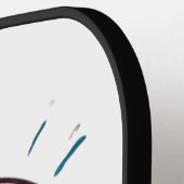 ホワイトブルーイエローデザイン ピックルボールラケット (左詳細)