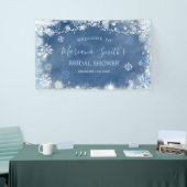 ホワイトブルーウィンタースノーフレークブライダルシャワー大 横断幕 (トレードショー)