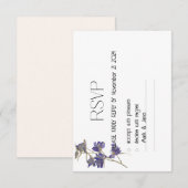 ホワイトブルーエレガントデリケートフローラウェディングRSVP 出欠カード (正面/裏面)