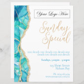 ホワイトブルーエレガントレストランスペシャルポスター (正面/裏面)