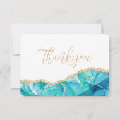 ホワイトブルーエレガント金ゴールドグリッターウェディングRSVP 出欠カード (裏面)