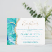 ホワイトブルーエレガント金ゴールドグリッター結婚披露宴 エンクロージャーカード (スタンド正面)