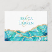 ホワイトブルーエレガント金ゴールドグリッター結婚披露宴 エンクロージャーカード (裏面)