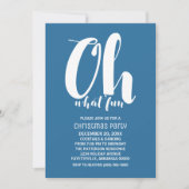 ホワイトブルーオウハッおもしろいホリデーパーティー招待状 招待状 (正面)