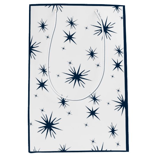 ホワイトブルークリスマススタリースカイ ミディアムペーパーバッグ (正面)