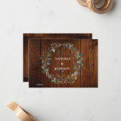 ホワイトブルーグリーンリーフ結婚フローラデザイン ノートカード (正面/裏面インサイチュ)